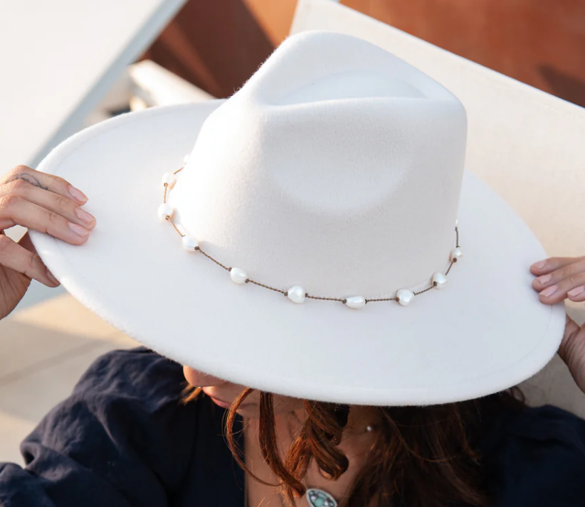 Large White Baroque Pearl Hat Band